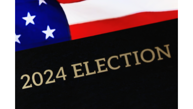 2024 Election, USA flag in background