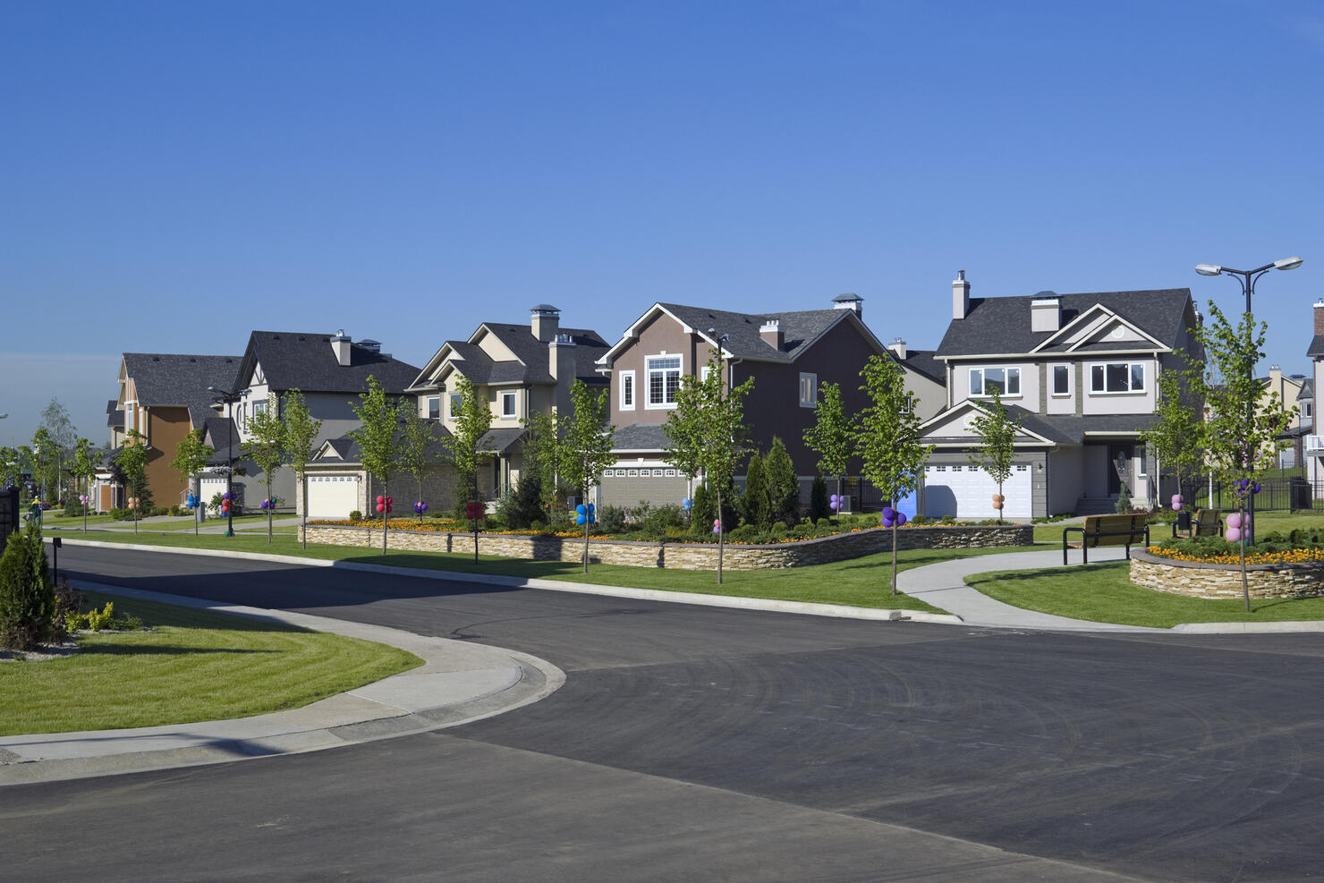 Few suburban houses.