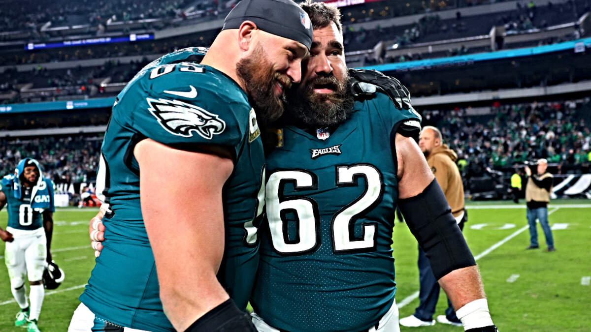 WATCH: Jason Kelce and Lane Johnson Shared Viral Moment at WrestleMania ...