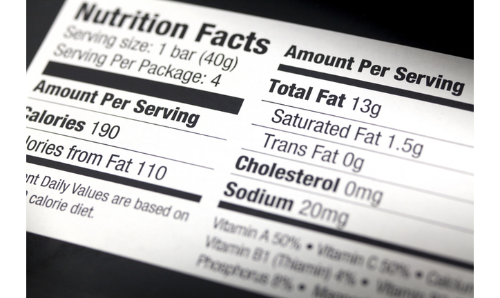 A nutritional label, close-up