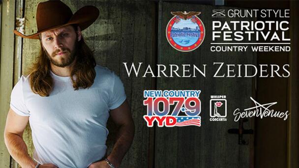 Win Tickets to WARREN ZEIDERS at the 2024 Patriotic Festival in Norfolk From New Country 107.9 YYD!