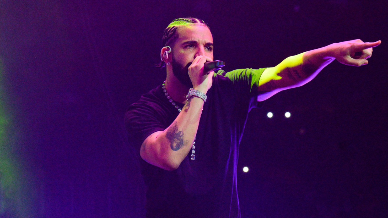 Drake performing at a concert