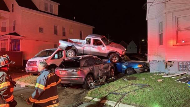 Vehicle Strikes Building And Several Other Cars In Brockton Friday Morning