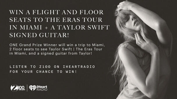 Win A Flight And Floor Seats To The Eras Tour in Miami + Taylor Swift Signed Guitar!