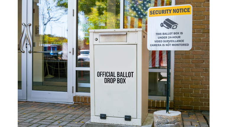 Voting Ballot Drop Box Outside of Polling Place