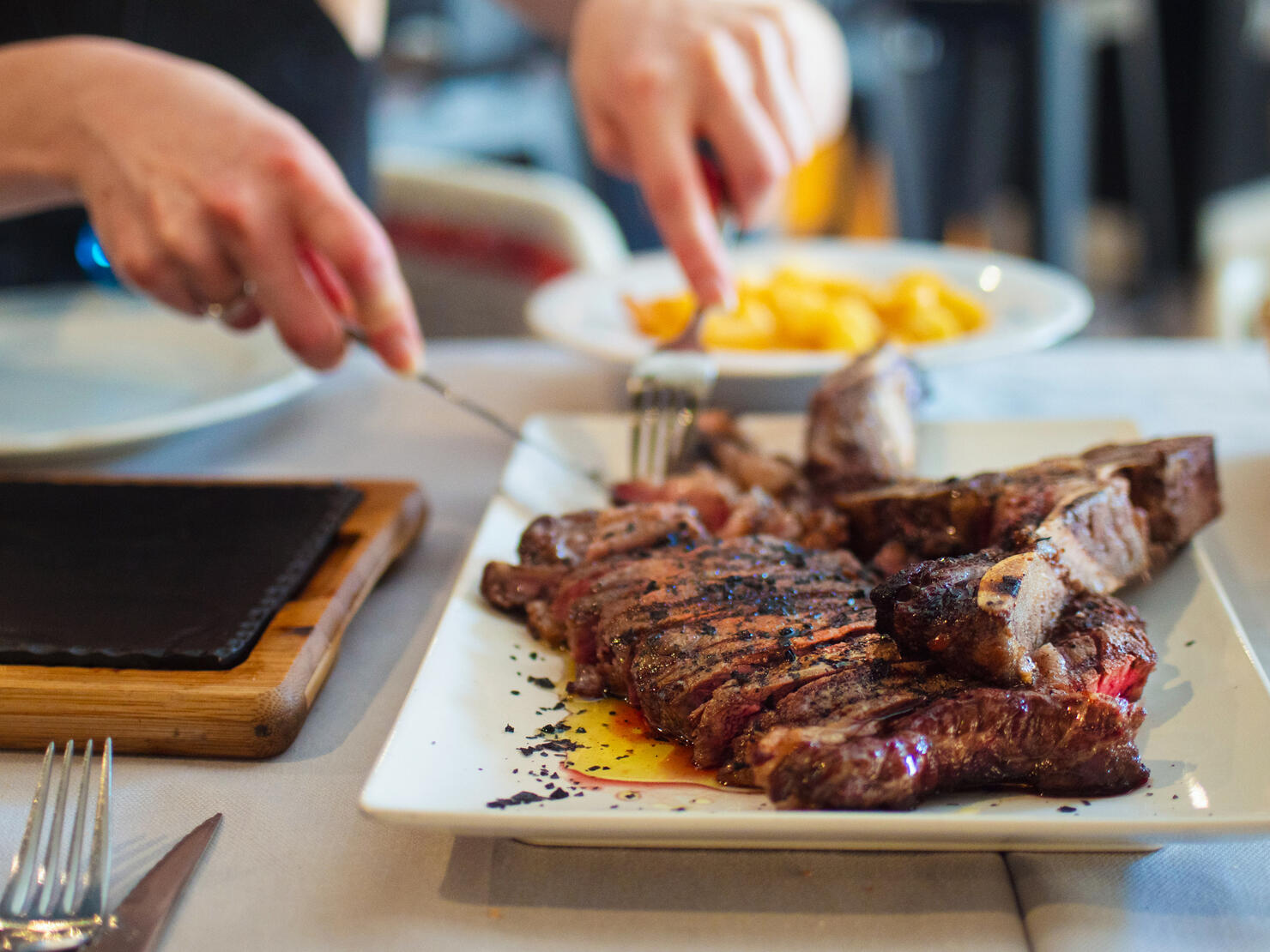 Grilled beef large steak with bone