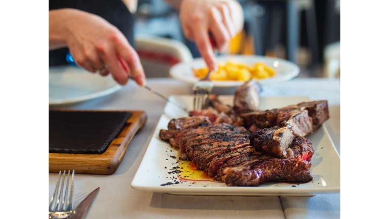 Grilled beef large steak with bone