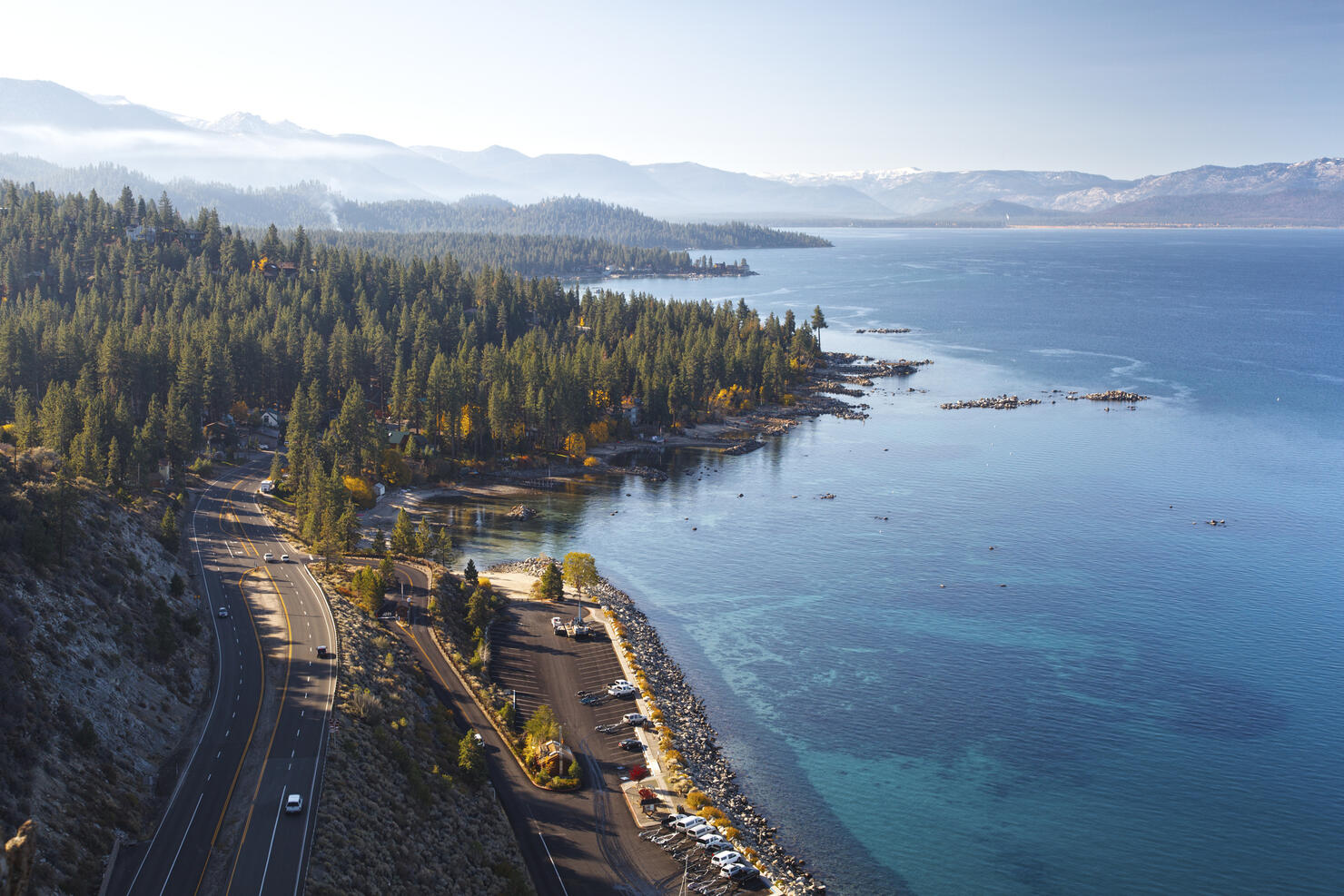 Lake Tahoe east shore autumn morning