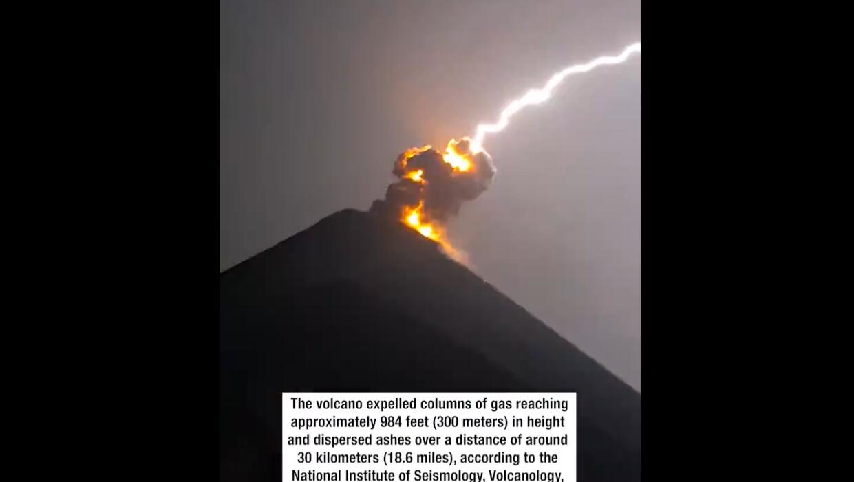 This Volcanic Eruption Got Hit by a Huge Bolt of Lightning