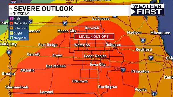 Cedar Rapids/Iowa City Under Significant Risk For Severe Weather Today. Stay Up To Date Here