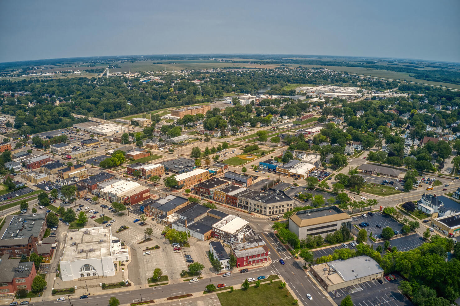 Aerial view of the suburb of Belvidere, Illinois