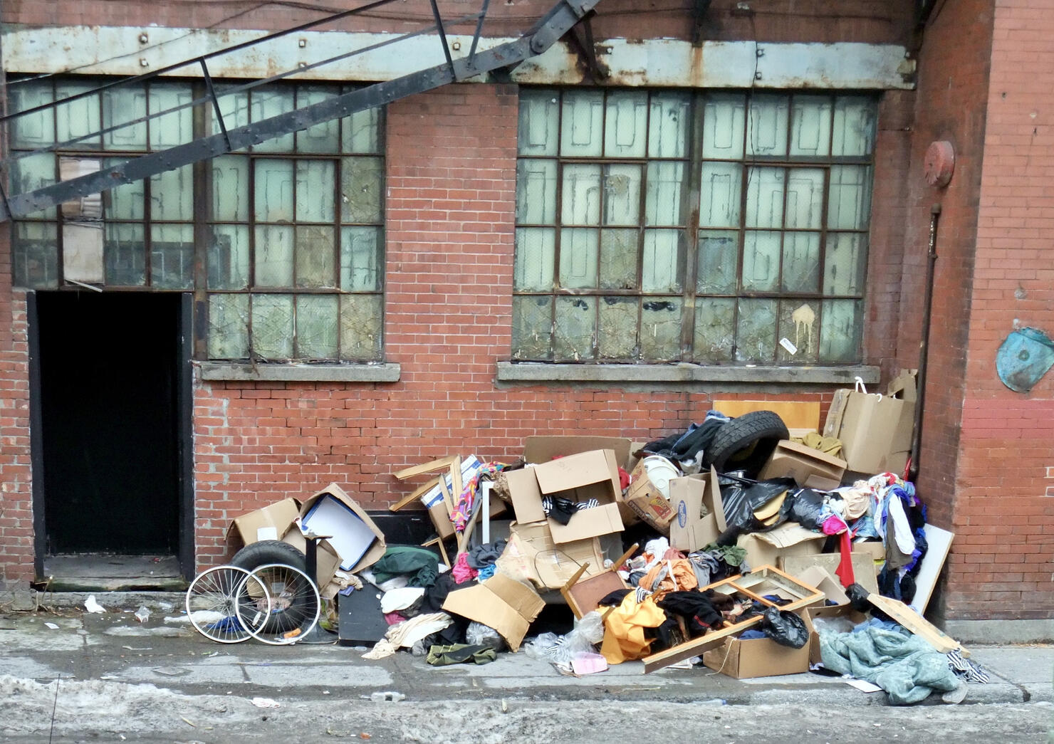 Street with full of garbage