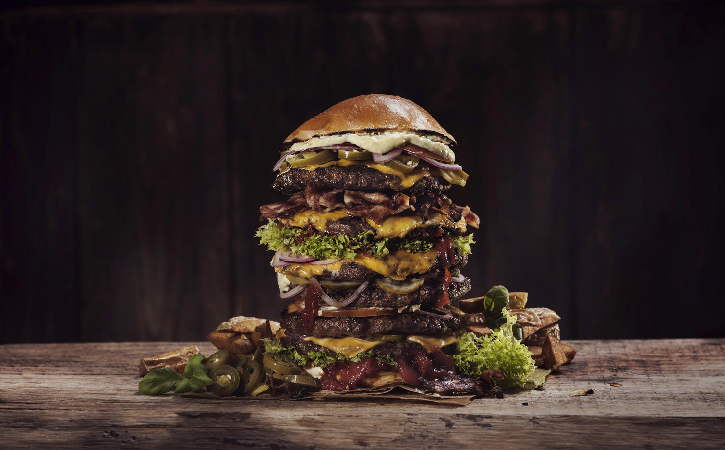 Extra large cheese bacon burger