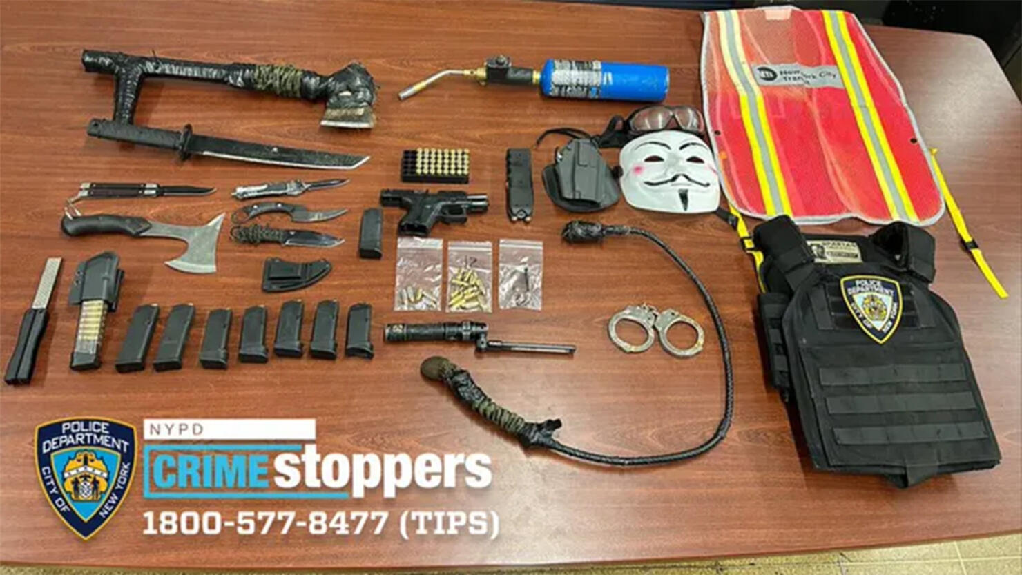 Weapons confiscated during a traffic stop