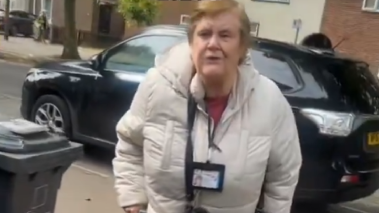 Elderly White Woman Attacks Black Man With Cane In Viral Video | iHeart