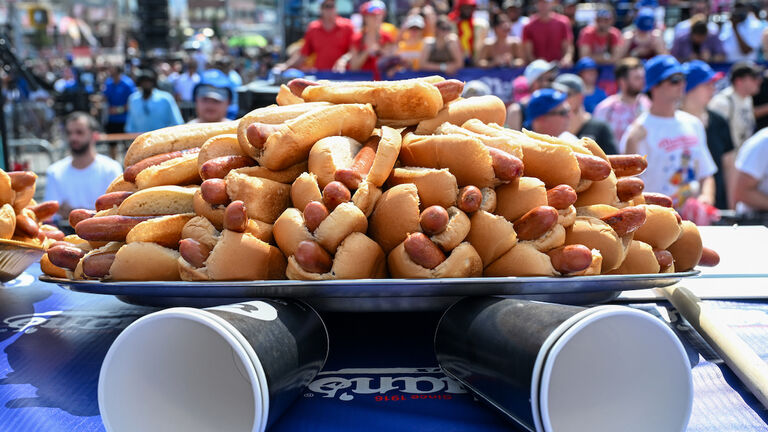 Professional Eaters Compete In Nathan's Annual Hot Dog Eating Contest