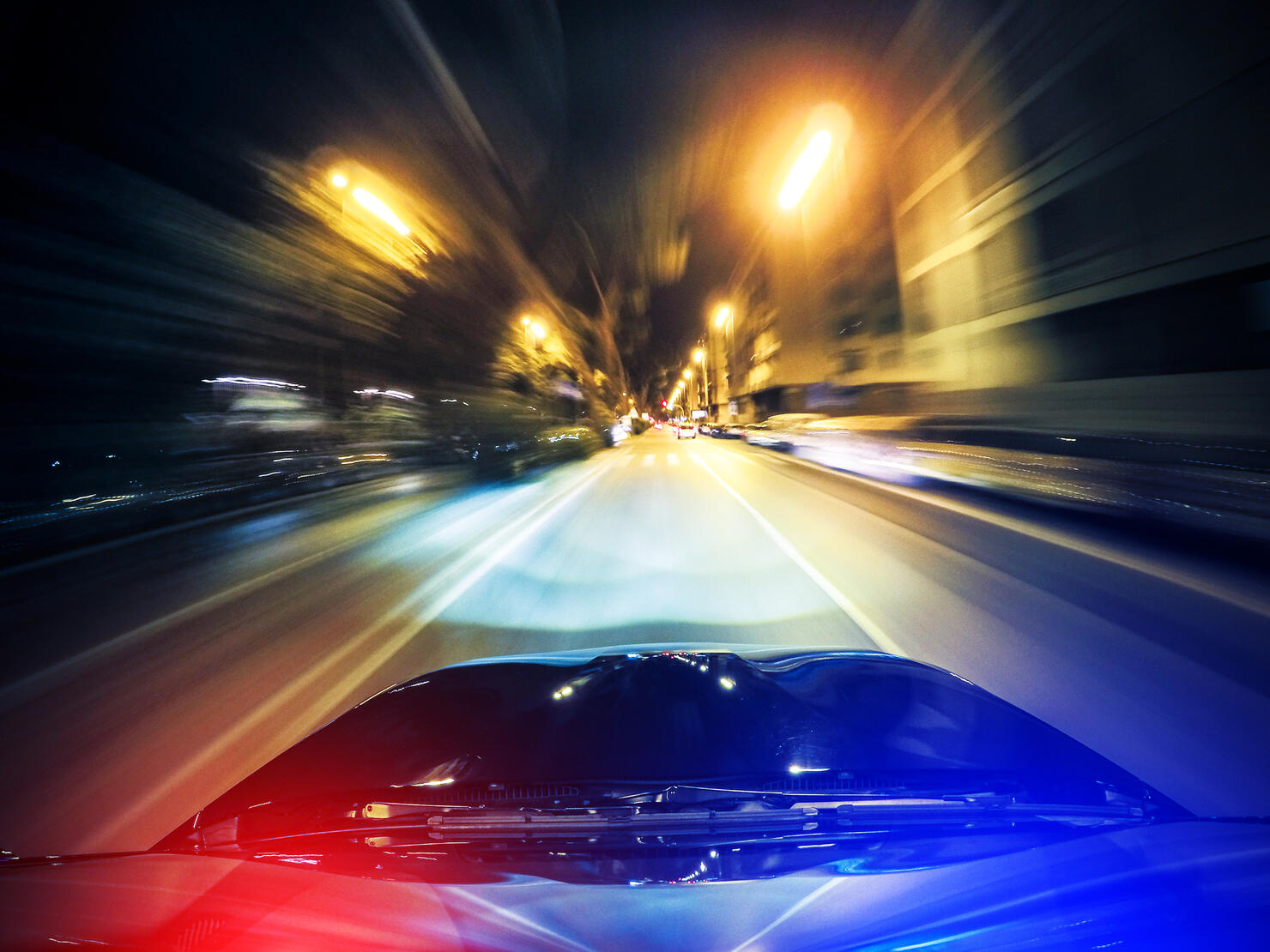 police chasing on the city