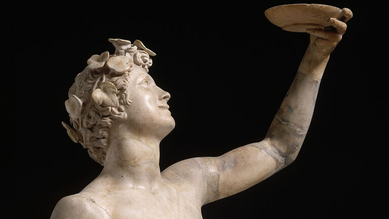 Detail of Bacchus Figure Lifting Drinking Bowl from Bacchus by Jacopo Sansovino
