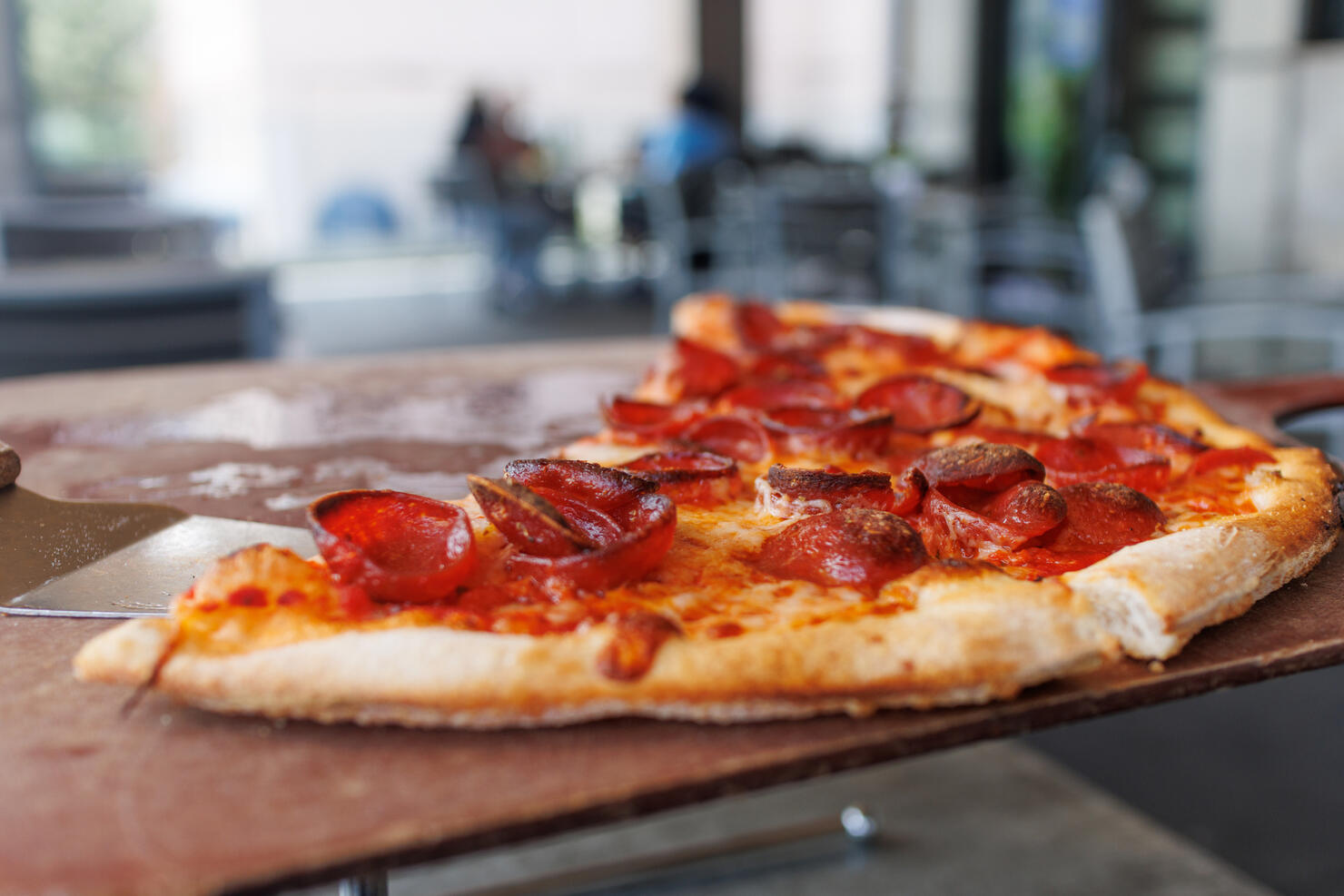 Leftover Slices of Pepperoni Pizza at Restaurant