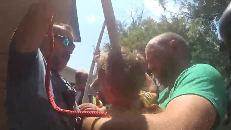 A toddler is rescued after falling down a sump pump drain