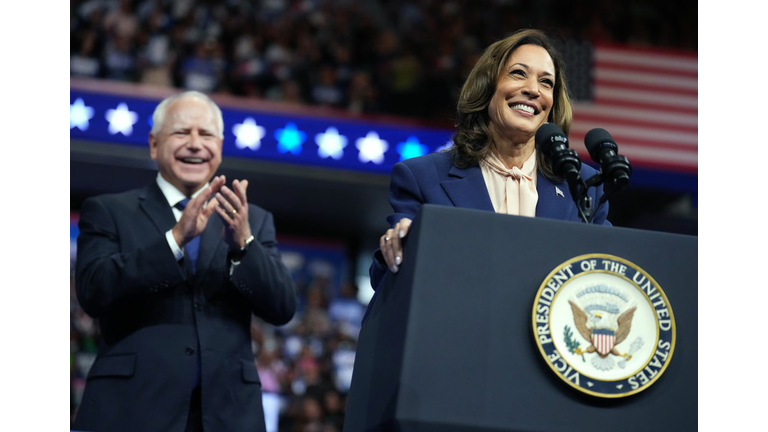Kamala Harris And Running Mate Tim Walz Make First Appearance Together In Philadelphia