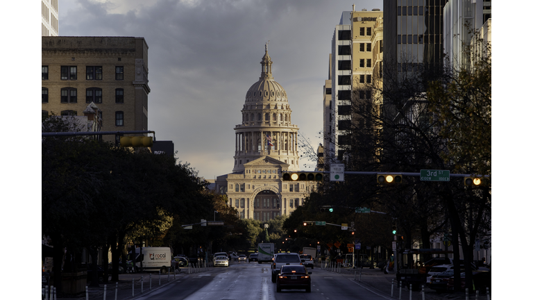 Texas State Capitol at Austin in the early morning, sunrise.