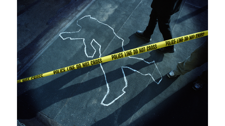 Chalk Outline at Police Crime Scene