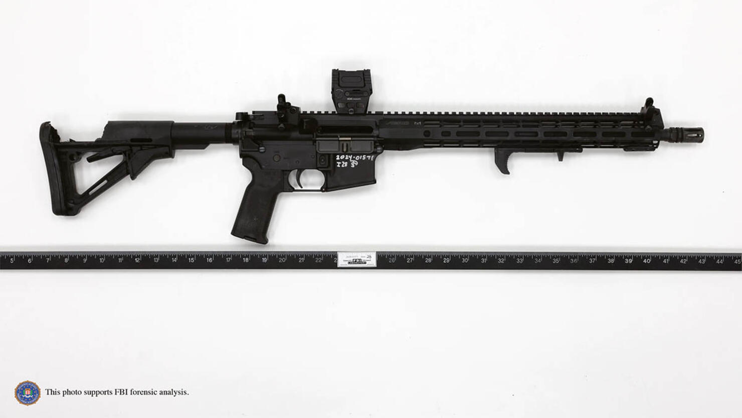 Thomas Crooks’ rifle as recovered at shooting site.