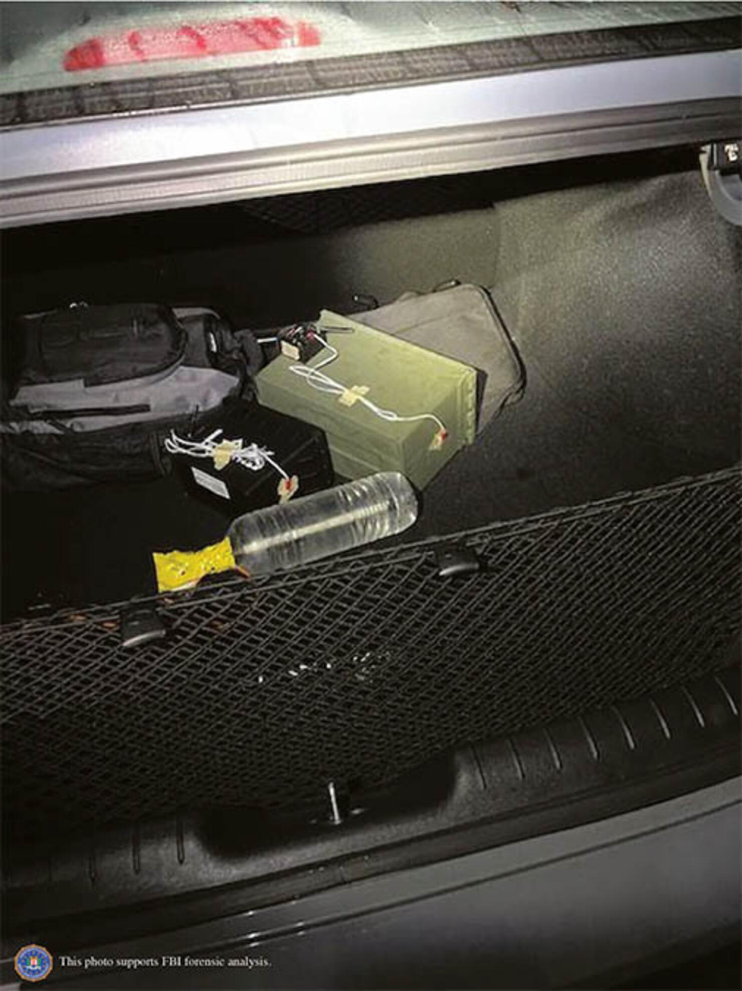 Two improvised explosive devices as initially discovered in Thomas Crooks’ car trunk.