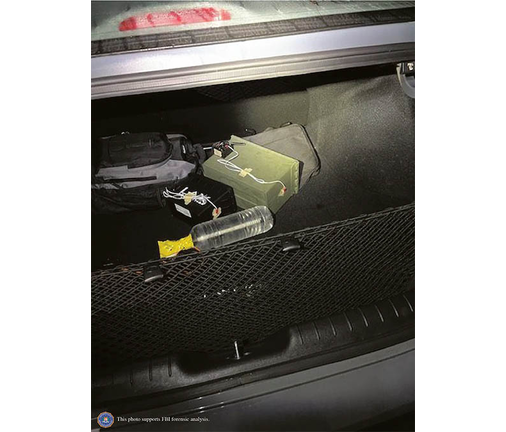 Two improvised explosive devices as initially discovered in Thomas Crooks’ car trunk.