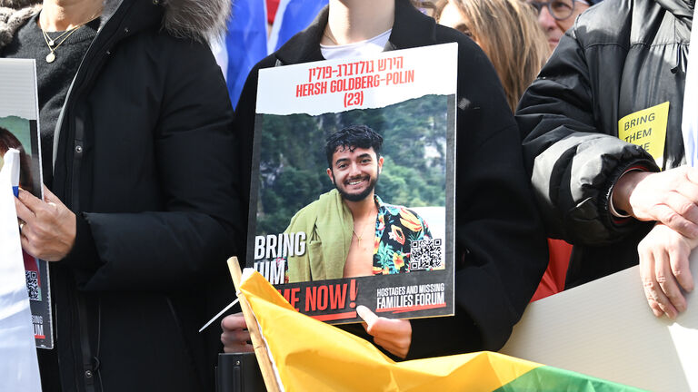 Demonstrators Rally In Central Park To Mark 150 Days Since Hostages Were Taken In Attack On Israel
