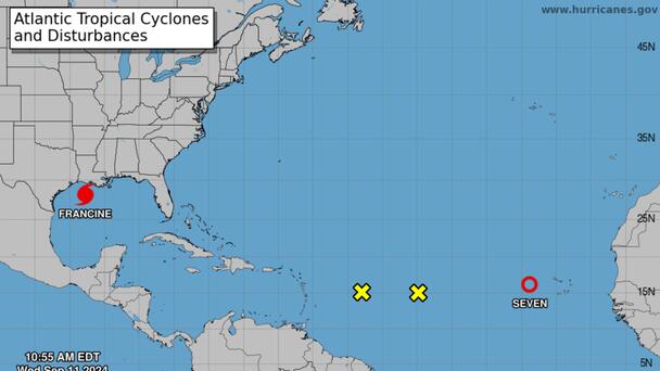 Tropical Depression #7 Forms; Hurricane Francine Nears Landfall