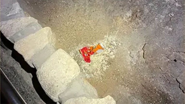 A bag of trash left at Carlsbad Caverns National Park