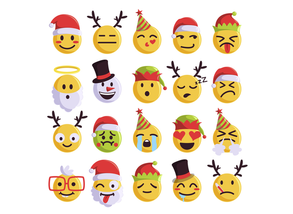 Christmas emoji funny and cute holiday set