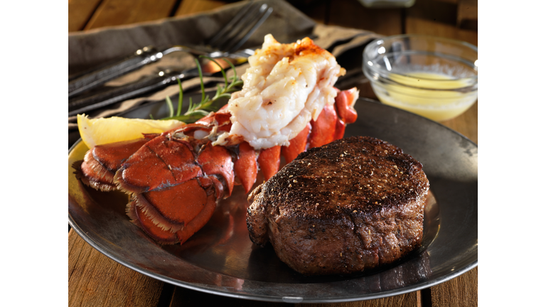 filet mignon steak with lobster tail surf and turf meal