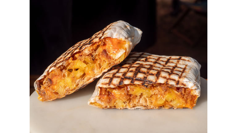 Classic French Tacos or Matelas with Delicious Chicken, Cheese and Vegetable Filling