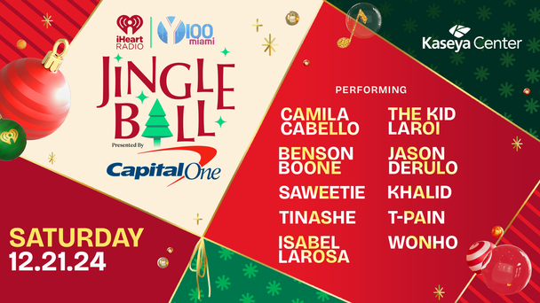 Join us for Y100's Jingle Ball, presented by Capital One, on Saturday, December 21, at Kaseya Center!