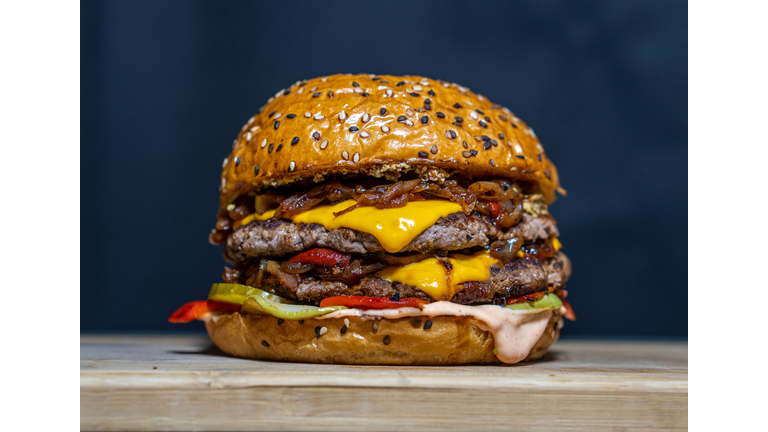 Close-up of burger on table,Indonesia