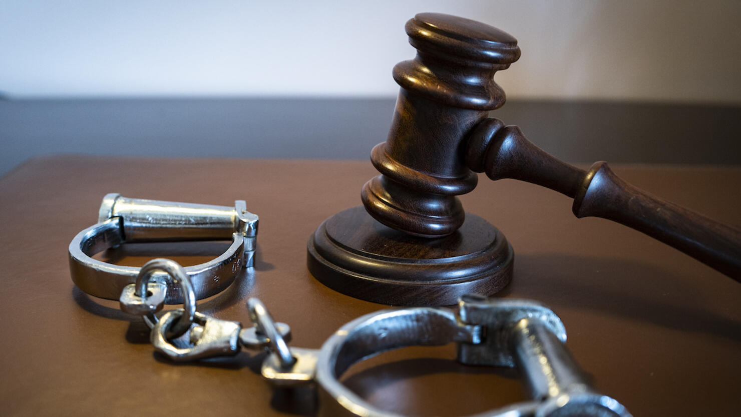 Gavel and handcuffs