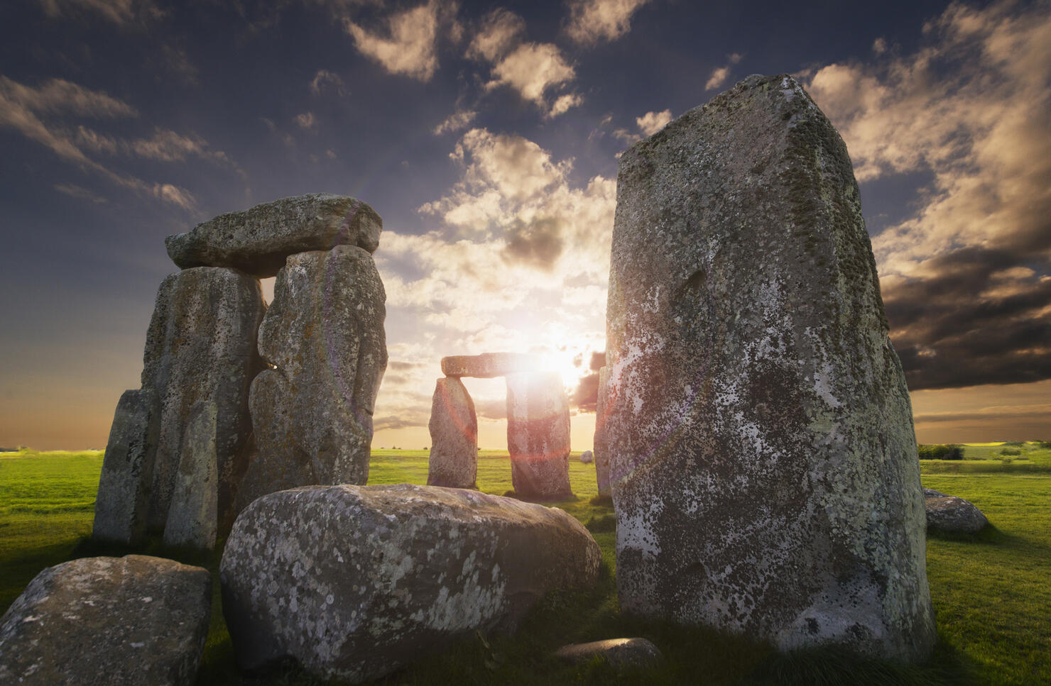 UK, England, Wiltshire, Stonehenge at sunset