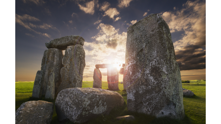 UK, England, Wiltshire, Stonehenge at sunset