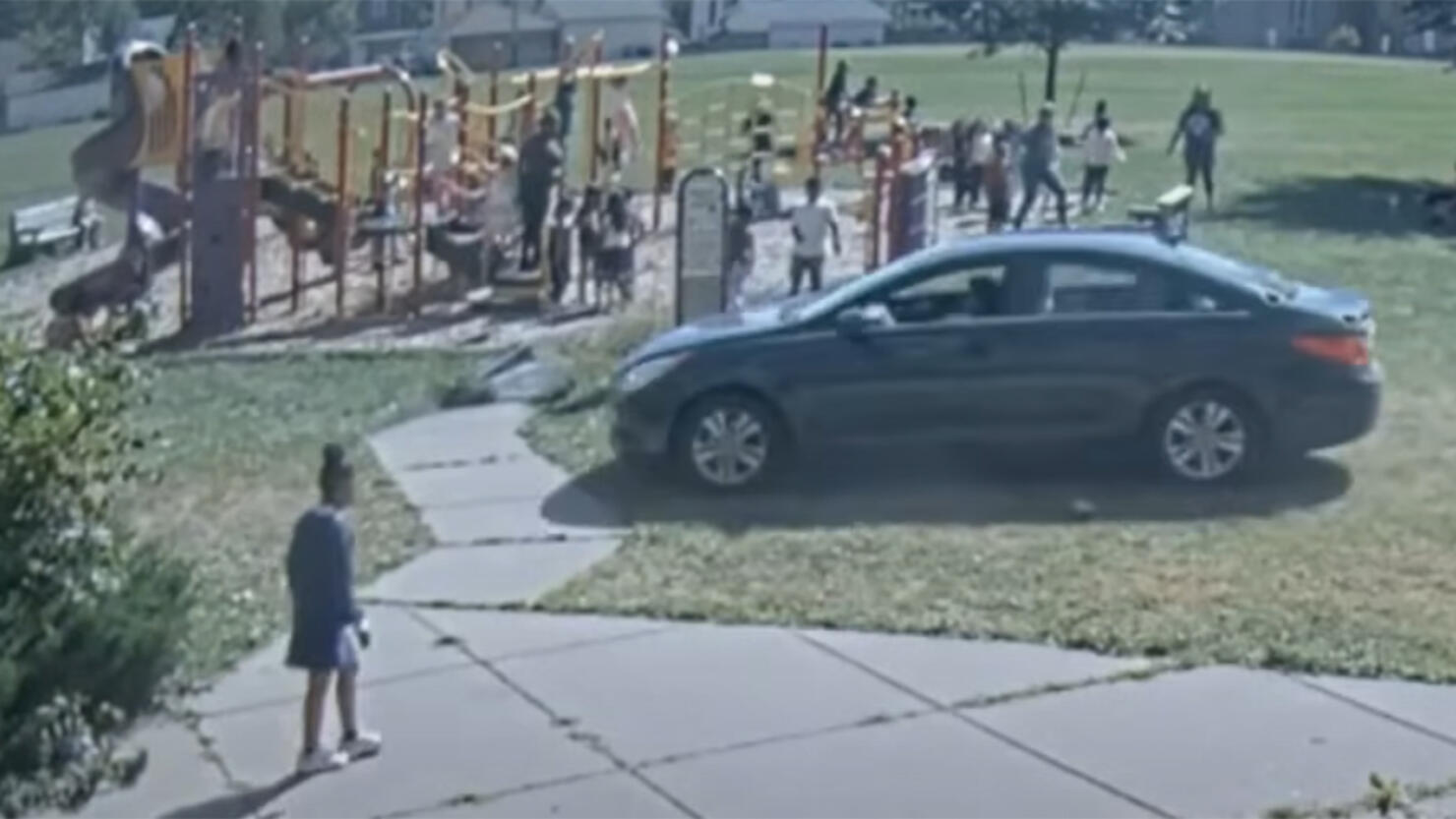 Ten year old boy drives stolen car through playground
