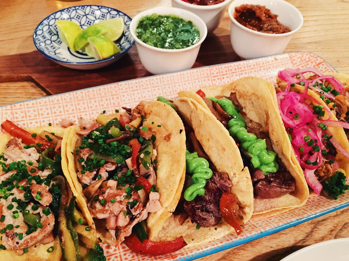 Variety of tacos on the plate