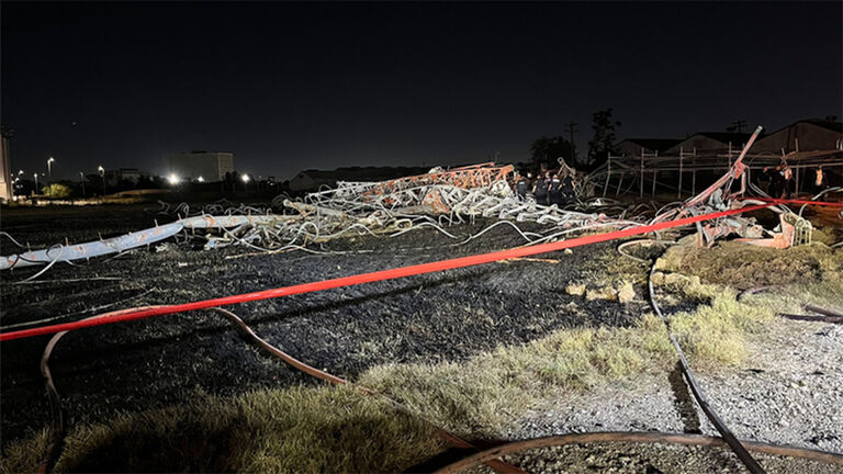 Wreckage of a helicopter crash in Houston, Texas