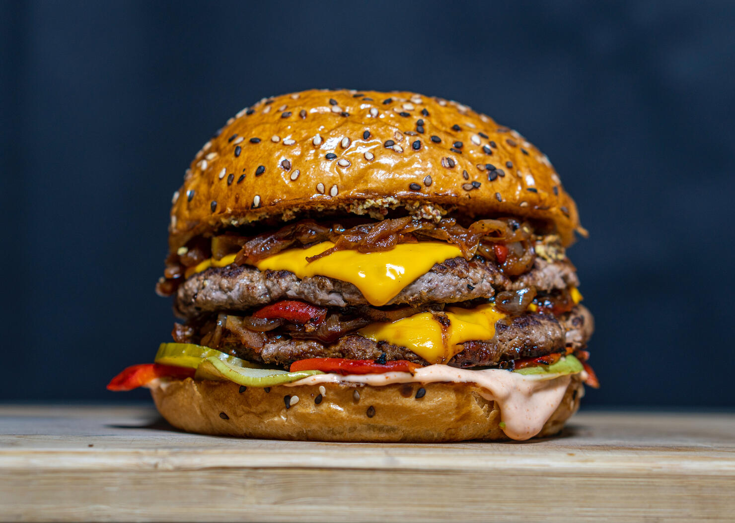 Close-up of burger on table,Indonesia