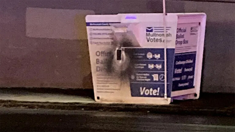 Burned ballot box