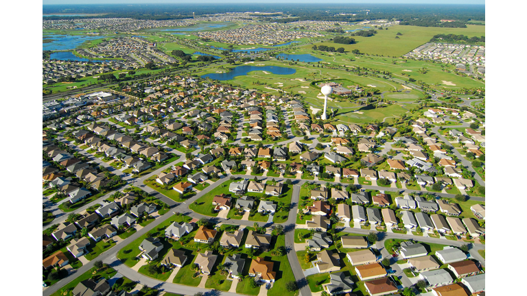 Aerial View of Neighborhood and Golf Course
