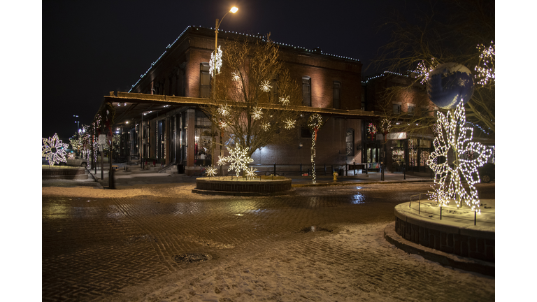 Holiday Lights illuminate the Old Market Neighborhood of downtown Omaha during December