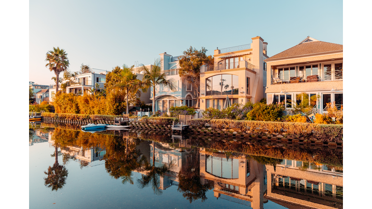 Houses along the canal in Venice, Los Angeles, California