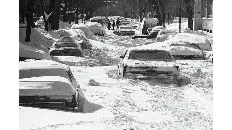 Cars Buried in Snow Following Blizzard